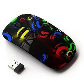 KOOLmouse [ Ratón óptico 2.4G inalámbrico ] [ Red Yellow Blue Black Dark Vibrant Art ]