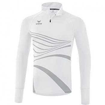 Erima Camiseta de Manga Larga con Media Cremallera Racing, color New Blanco, talla XXX-Large para Hombre
