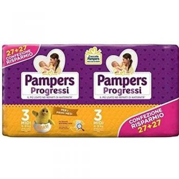 Pañales Pampers Progressi Midi Talla 3 (4-9 kg) 54 Piezas