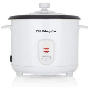Orbegozo CO 3031 - Arrocera y vaporera, 1,8 litros de capacidad, olla de aluminio antiadherente, protección contra ebullición en seco, tapa de cristal templado, 700 W de potencia