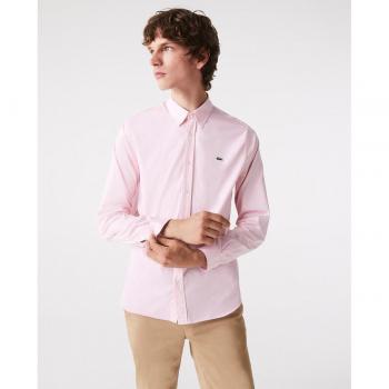 Camisa Lacoste Regular Fit rosa de algodón premium para hombre
