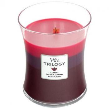 Woodwick Trilogy Sun Ripened Berries Scented Candle with Wooden Wick 275 g