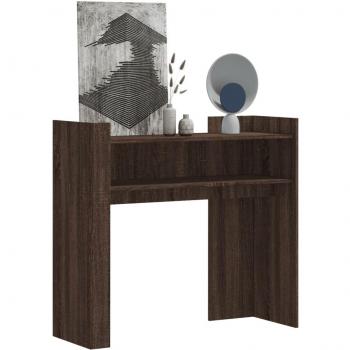 Mesa consola de madera de ingeniería 100x35x90 cm en color Blanco, Negro y Roble Sonoma, ideal como mesa de sofá o entrada para salón, mueble recibidor y mesita auxiliar