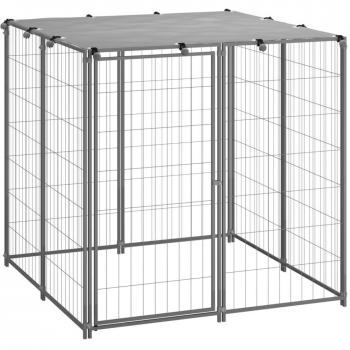 Silver Steel Dog Kennel 43.3x43.3x43.3 (110x110x110 cm)