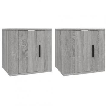 Mueble TV multimedia de pared en color gris, 2 piezas, dimensiones 40 x 34,5 x 40 cm