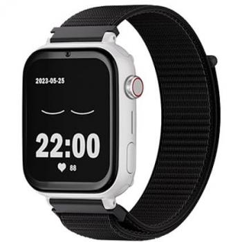 SaveFamily SaveWatch Plus 4G GPS Reloj Inteligente para Niños Blanco con Correa Negra, Llamada, Vídeo, Face ID, Correas Personalizables, UltraSlim, Fondos de Pantalla, Música,