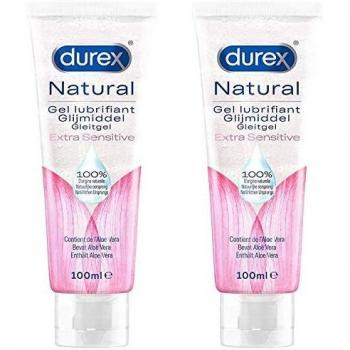 Durex Naturals Extra Sensitivo Lubricante 100ml - Lubricante personal a base de agua, fórmula extra sensible, sin fragancias ni colorantes, dermatológicamente probado, compatible con preservativos
