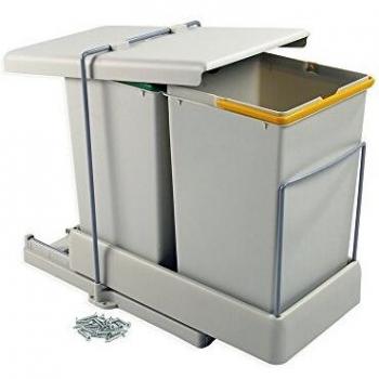 Emuca 8077221 8077221- Contenedores de reciclaje fijación Inferior y extracción automática con 2 vasos de 14 litros