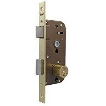 Cerradura de Embutir para Madera Yale, 23x50mm, Latón con Canto Cuadrado, Modelo 45-HL/80
