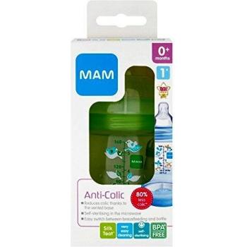 MAM Easy Start Anti-Colic Bottle, 160ml, Self Sterilizing, Newborn, Designs May Vary - Grey