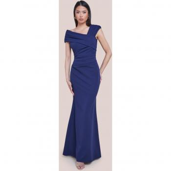 Goddiva One Shoulder Evening Maxi Dress - Navy