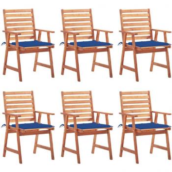 VidaXL - Conjunto de 6 sillas de comedor de jardín con cojines en madera maciza de acacia