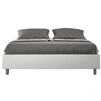 Cama Contenedor Acolchada 160x210 Blanco Símil Piel Azelia