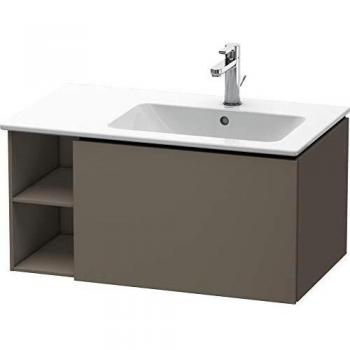 Mueble Bajo Lavabo Duravit L-Cube 82x48,1cm con 1 Cajón y Estante Lateral, Becken Derecho, Color Gris Flanela Satinado