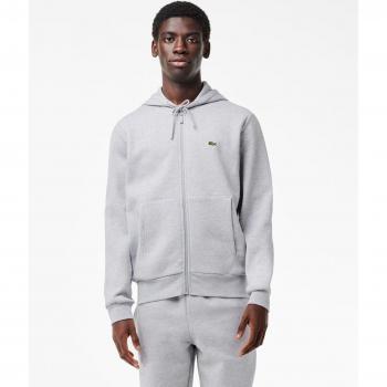 Sudadera de felpa gris para hombre Lacoste con bolsillo tipo canguro