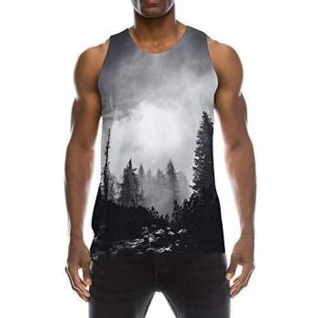 TUONROAD Camisetas de Tirantes para Hombres Bosque Divertida 3D Impreso Chaleco Tops Casual Multicolor Ligero Camisetas sin Mangas Deportivas Secado Rápido para Running Fitness Ejercicio - L