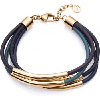 Pulsera Viceroy Air de acero con motivos en Ip dorado y cueros de diferentes colores