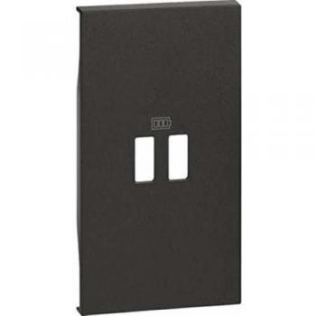 Cubierta Bticino Living Now para Cargador USB de 2 Módulos, Color Negro, KG12C
