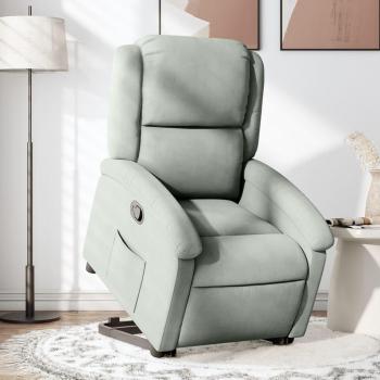 Sillón reclinable elevable terciopelo gris claro vidaXL