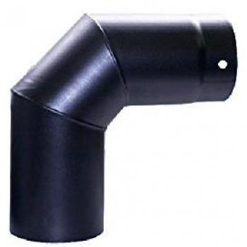 Gomito 90° Aletado de Acero Pesado Esmalte Negro para Estufas - 12 cm