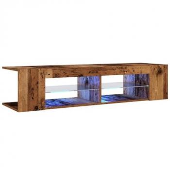 Mueble TV luces LED madera ingeniería envejecida 135x39x30 cm