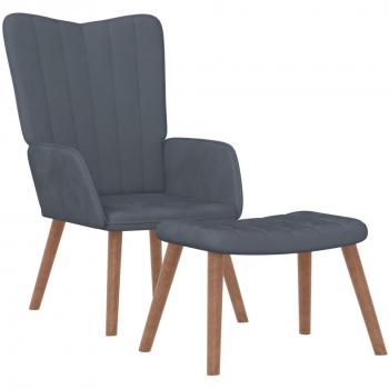 Sillón relax con reposapiés de terciopelo gris oscuro Vidaxl