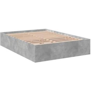 Estructura de cama de madera de ingeniería gris hormigón 140x190cm vidaXL