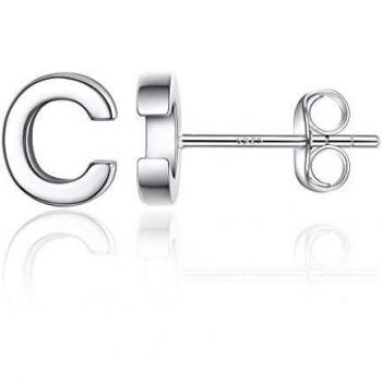 Silvora Pendientes de Letras C Plata Pendientes Pequeños Niña Chicas Pendientes Inicial C de Plalta