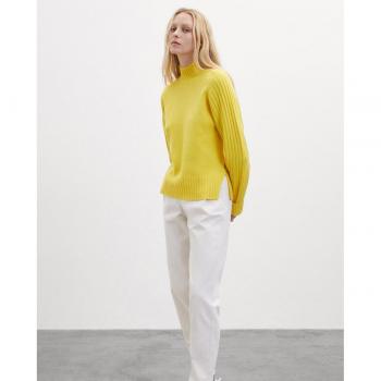 Jersey de mujer Ecoalf de punto y cuello alto en eucalipto amarillo, casual, sostenible y hecho con lana reciclada (XL)