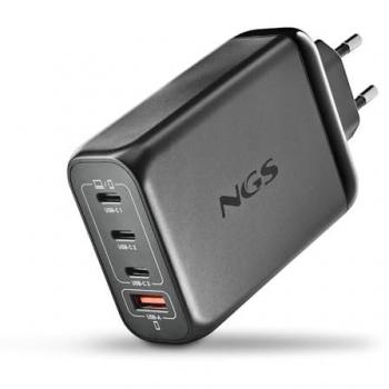 Cargador de Pared NGS Bud 140W Ultra Rápido con 4 Puertos (3 USB-C PD3.1 & PPS, 1 USB-A QC 3.0) Compacto y Portátil para Smartphones,