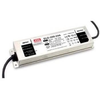 Transformador LED Mean Well ELG-200-24-3Y, 201.6W, 24V CC, 8400mA, IP67, Tensión y Corriente Constante