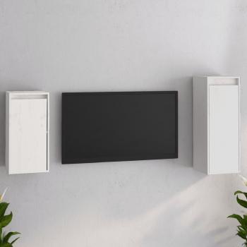 Muebles de soporte de TV 2 piezas de madera maciza de pino blanco