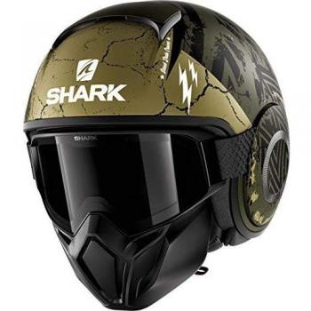 Shark Casco de moto STREET DRAK CROWER Mat GKG, Negro/Verde, XL