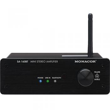 Amplificador Estéreo Miniatura Monacor SA-160BT, 2 x 30W RMS
