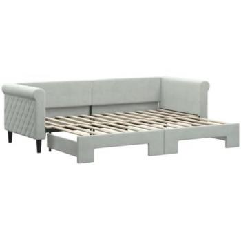 Sofá cama nido terciopelo gris claro 80x200 cm