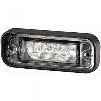 HELLA 2KA 010 278-411 Piloto de matrícula - LED - 12V - Montaje/Conexión roscada - Color de tulipa: transparente - Conector: Conector hembra plano - arriba/exterior - Cant.: 1
