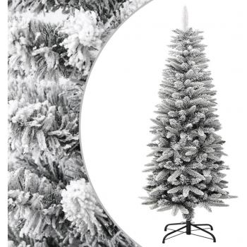 Árbol de Navidad Artificial Estrecho con Nieve PVC y PE VidaXL - Dimensiones 120 x 48 cm, 150 x 50 cm, 180 x 55 cm, color Blanco