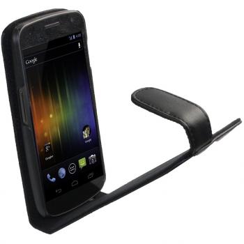 igadgitz U1435 Funda De Cuero Piel Carcasa Case Cover Para Samsung Galaxy Nexus i9250 y Pantalla Protector - Negro