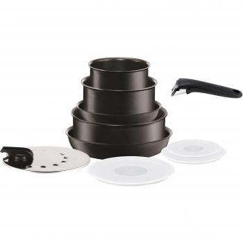 Tefal L6549602 Set de 10 Piezas de cocinar, Aleación, Negro, 1 cm