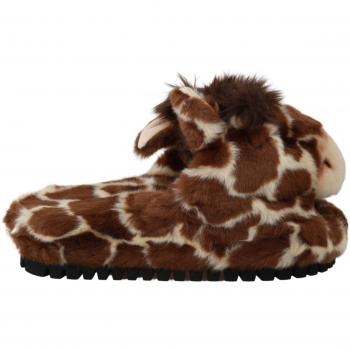 Dolce & Gabbana Brown Giraffe Slippers Flats Sandals Shoes - EU35/US4.5