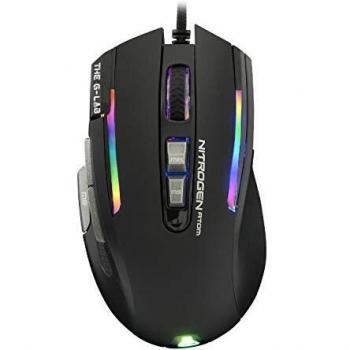 The G-LAB Kult NITROGEN Atom Mouse Gaming con cable de Alto Rendimiento –Sensor Óptico 4800 DPI, RGB, 9 Botones Programables, Ultraligero, Ideal para MOBA/FPS – Compatible con PC/PS5/Xbox One – Negro