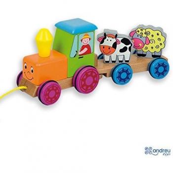 Andreu Toys - Arrastre tractor con animales, de madera