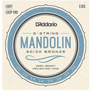 D'Addario EJ62 80/20 10-34 Bronze Light Mandolin String