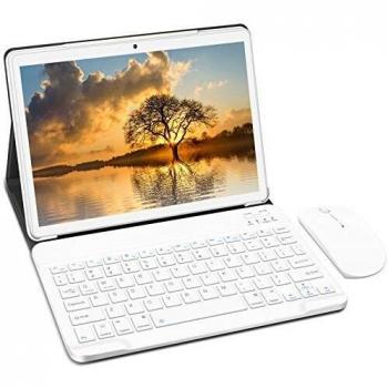 Tablet 10 Pulgadas 4GB RAM 64GB ROM con Doble SIM LTE y Wi-Fi, HD Android 10 Original YESTEL Tablet con Teclado y Ratón, Ampliables hasta 128GB/8000mAh Batería/5MP + 8MP/GPS, Color Plata