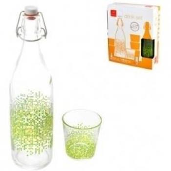 BOTELLA + VASOS SET 7 PIEZAS PIXEL VERDE PENGO