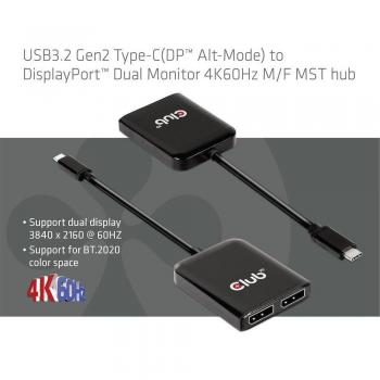 Hub USB 3.2 Tipo C a 2x DisplayPort Dual Monitor 4K60Hz con MST - Club3D CSV-1555