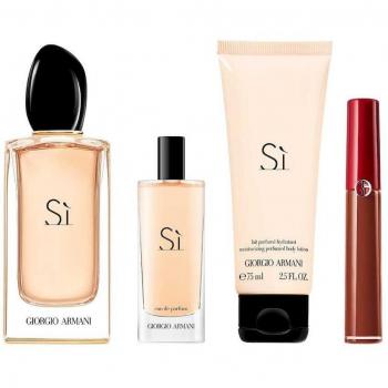 Giorgio Armani Si Edp 100 Ml + Edp 15 Ml + Body Lotion 75 Ml + Lip N 205 Set Regalo