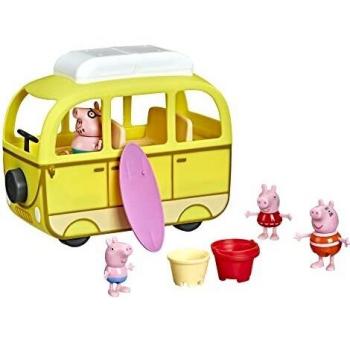 Peppa Pig - Peppa’s Adventures - A la Playa con Peppa - Vehículo de Juguete con 4 Figuras, 5 Accesorios y Ruedas Que giran - A Partir de 3 años