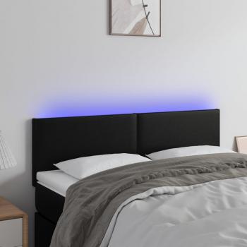 Cabecero LED Cuero Sintético Negro 144x5x78/88 cm