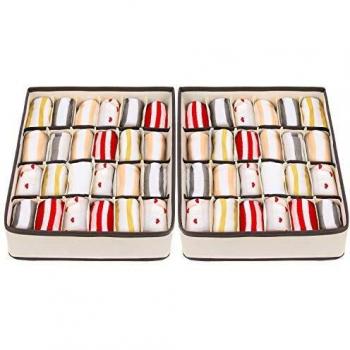 joyoldelf - Caja de Almacenamiento Plegable para cajones - 2 Paquetes - 24 Compartimentos - Organizador para Ropa Interior, Guardar Calcetines, Sujetadores, pañuelos